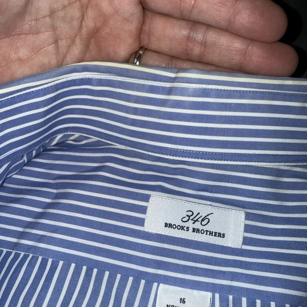 Brooks Brothers 364 Men's Blue Striped Shirt • Size 16 - Picture 3 of 7